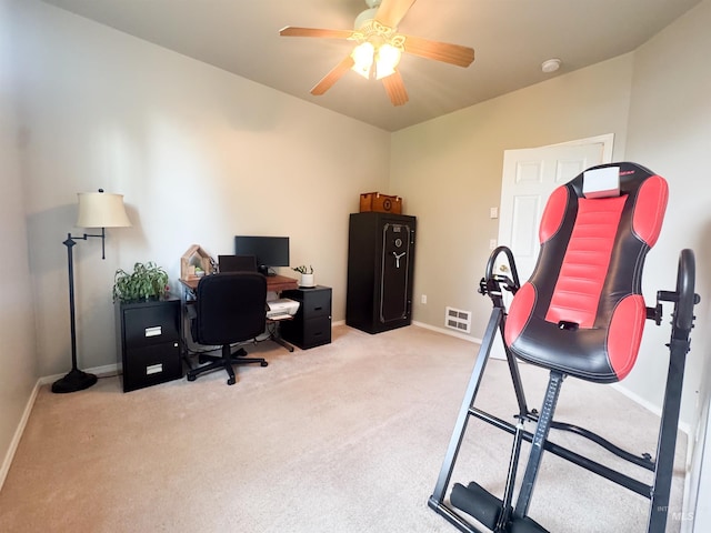 1937 E Vandal Dr, Moscow, ID 83843 - office area featuring ceiling fan, light colored carpet, and baseboards
