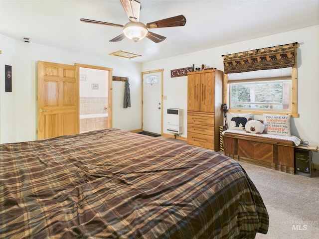 4474 Council Cuprum Rd, Council, ID 83612 - bedroom with heating unit, carpet flooring, ensuite bath, and ceiling fan