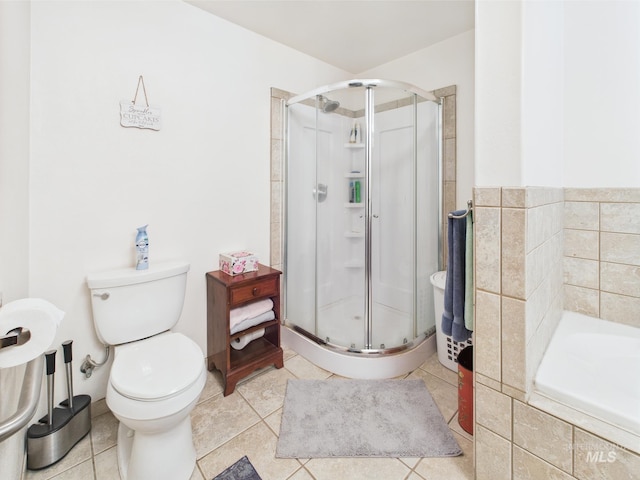 4474 Council Cuprum Rd, Council, ID 83612 - full bathroom with a stall shower, toilet, a bath, and tile patterned flooring