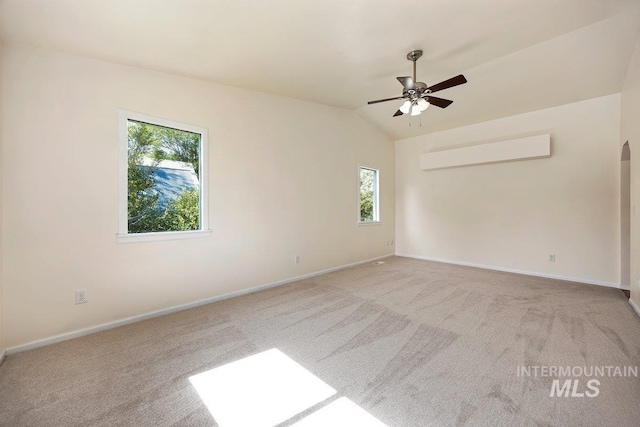 646 W Falls Ave, Twin Falls, ID 83301 - carpeted spare room with ceiling fan, lofted ceiling, and arched walkways