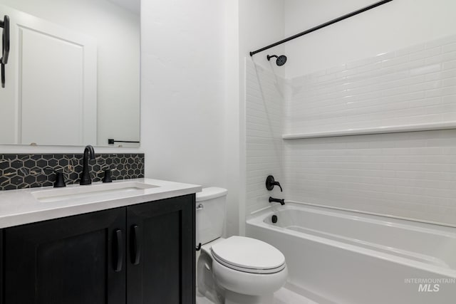 2386 N Leatherwood Ave, Star, ID 83669 - bathroom with tasteful backsplash, toilet, shower / tub combination, and vanity