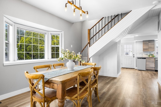 1936 S Leadville, Boise, ID 83706 - dining space featuring baseboards, stairway, and light wood-style floors