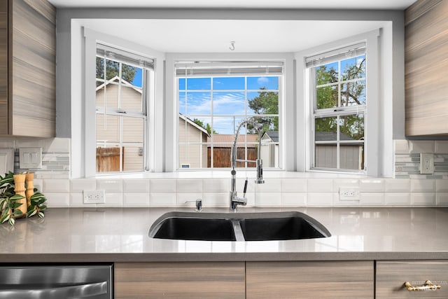 1936 S Leadville, Boise, ID 83706 - kitchen with modern cabinets, a sink, stainless steel dishwasher, and backsplash