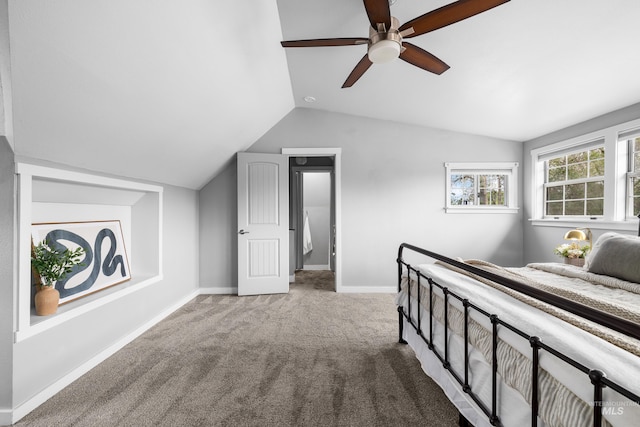 1936 S Leadville, Boise, ID 83706 - carpeted bedroom featuring lofted ceiling, baseboards, and ceiling fan