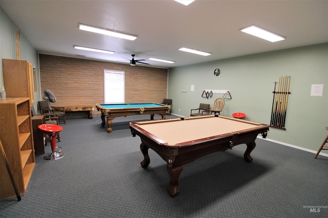 636 N Sterling St, Nampa, ID 83651 - rec room featuring pool table, a ceiling fan, baseboards, and brick wall