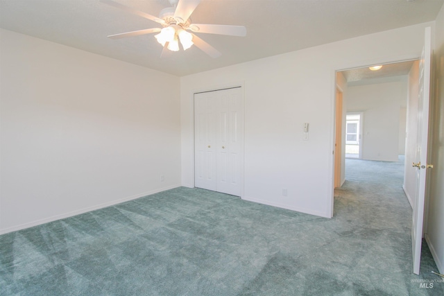 636 N Sterling St, Nampa, ID 83651 - unfurnished bedroom featuring a ceiling fan, carpet flooring, baseboards, and a closet