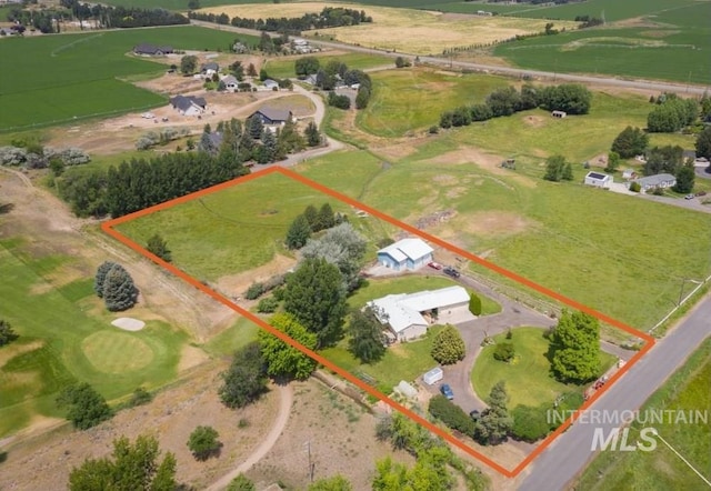 drone / aerial view with a rural view