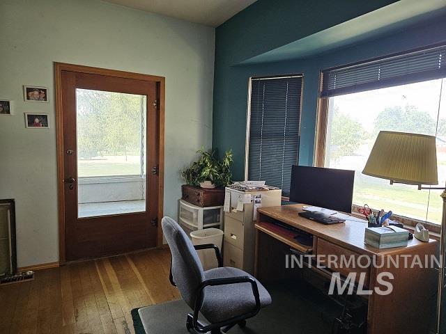 home office featuring wood-type flooring