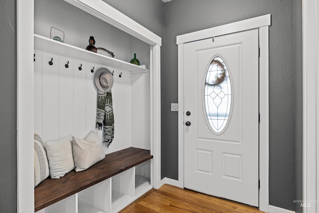 mudroom featuring hardwood / wood-style flooring