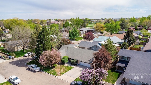 drone / aerial view with a residential view