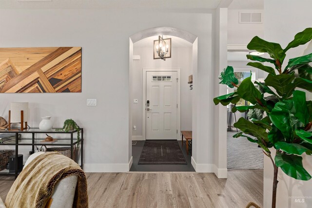 foyer featuring hardwood / wood-style floors