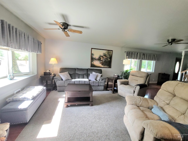 27406 Gem Ln, Juliaetta, ID 83535 - carpeted living area featuring a ceiling fan