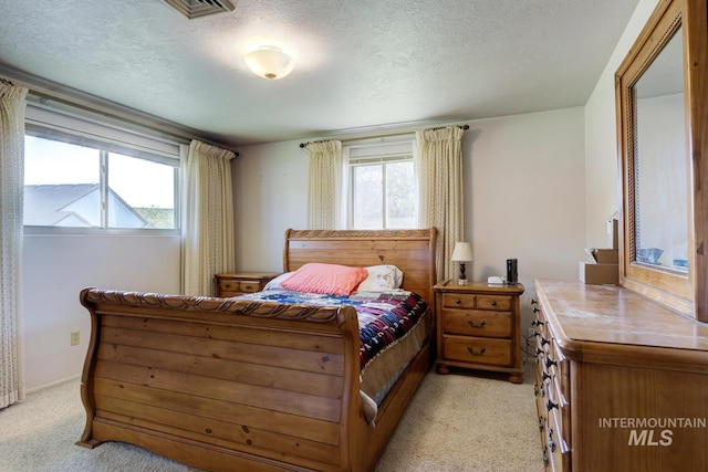 11360 W Lake Hazel Rd, Boise, ID 83709 - bedroom with light colored carpet, a textured ceiling, and multiple windows