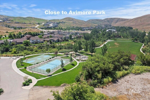 aerial view featuring a mountain view