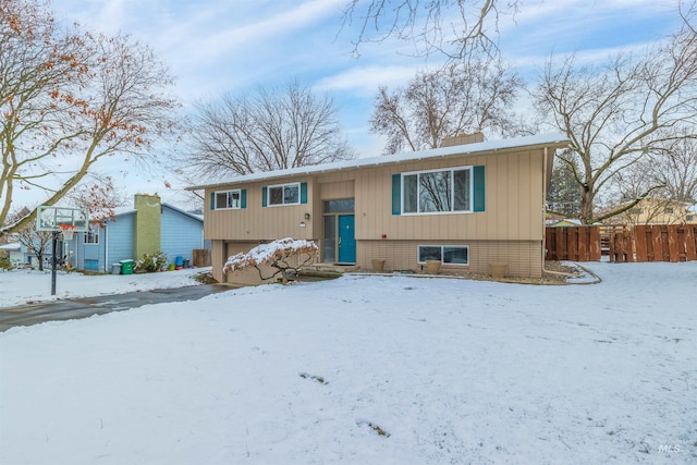 split foyer home featuring a garage