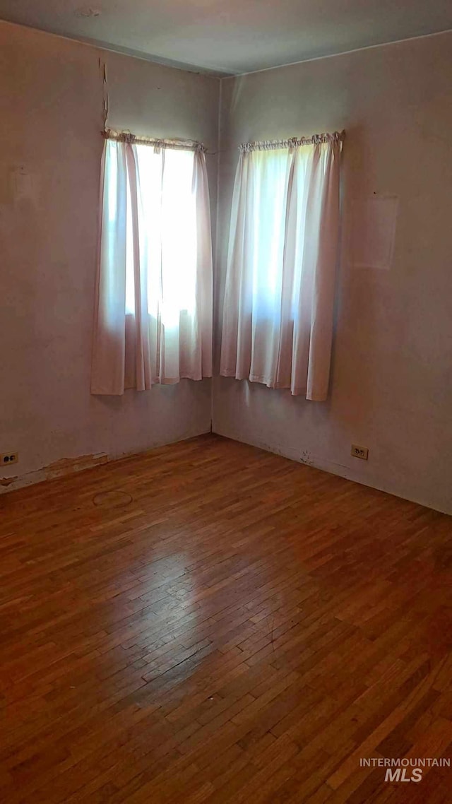 spare room with wood-type flooring