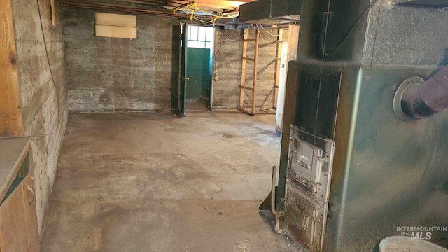 basement with heating unit