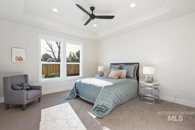 819 Cedar Point Way, Nampa, ID 83686 - bedroom featuring a raised ceiling, carpet, baseboards, and recessed lighting