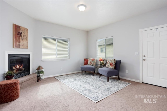 182 New Hampshire Way, Twin Falls, ID 83301 - sitting room with carpet, a glass covered fireplace, and baseboards
