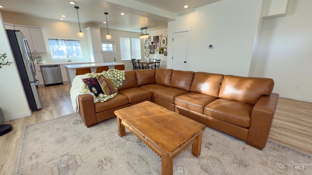 living room featuring light hardwood / wood-style flooring