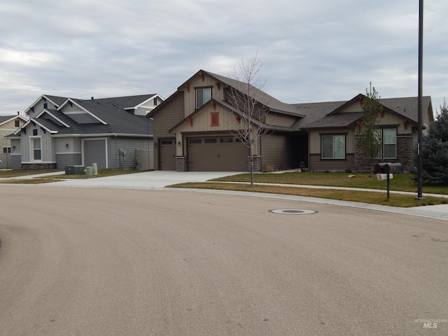 craftsman-style house with a garage and a front yard