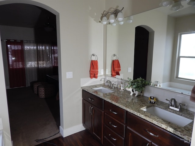 bathroom featuring wood-type flooring and vanity