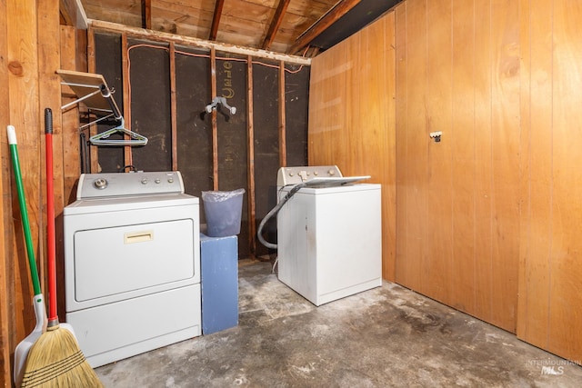 4224 W Clinton St, Boise, ID 83706 - washroom with independent washer and dryer and wooden walls