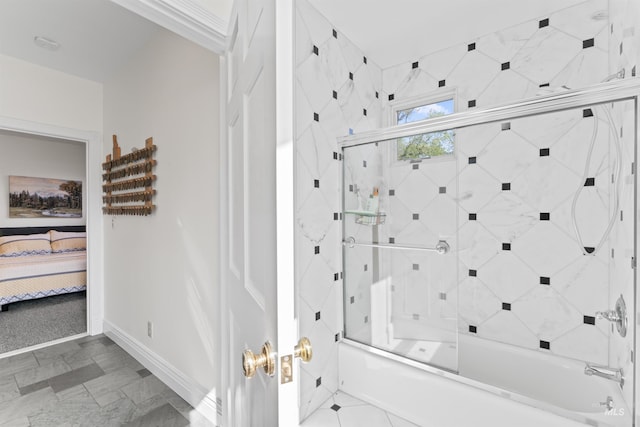 1416 N 13th St, Boise, ID 83702 - bathroom with bath / shower combo with glass door, ensuite bathroom, and baseboards