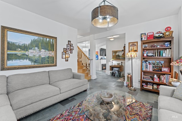 1416 N 13th St, Boise, ID 83702 - living area featuring stairway and baseboards