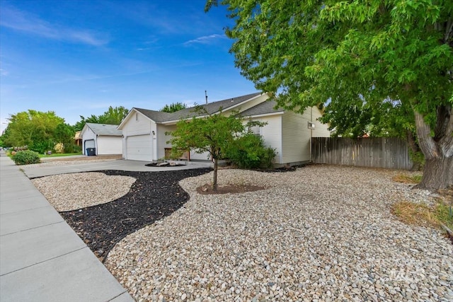 exterior space with a garage