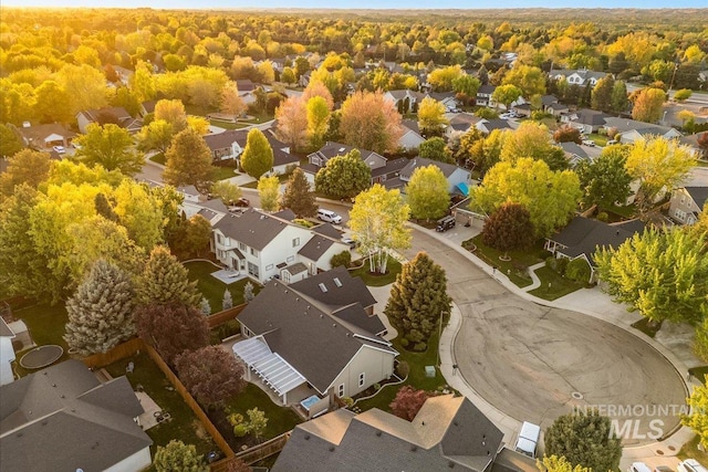 aerial perspective of suburban area featuring a forest