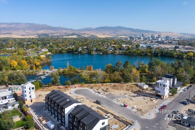3414 N Kahuna Ln, Garden City, ID 83714 - drone / aerial view with a water and mountain view