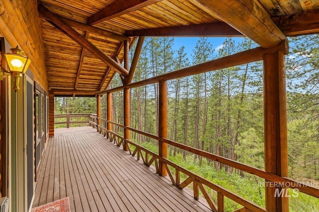 9 Elderberry Cir, Idaho City, ID 83631 - wooden terrace with a view of trees
