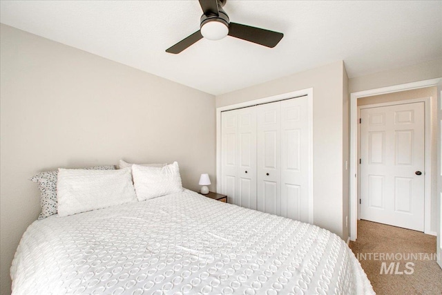 3017 S Windstream Ln, Boise, ID 83706 - carpeted bedroom featuring a closet and a ceiling fan