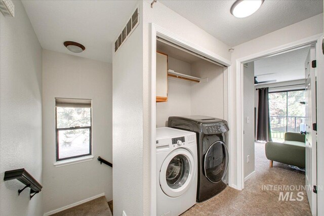 3017 S Windstream Ln, Boise, ID 83706 - washroom with carpet flooring, washing machine and dryer, and baseboards