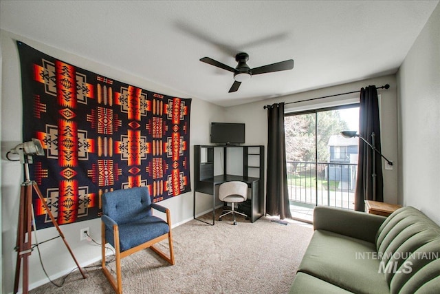3017 S Windstream Ln, Boise, ID 83706 - sitting room with a ceiling fan, carpet floors, and baseboards