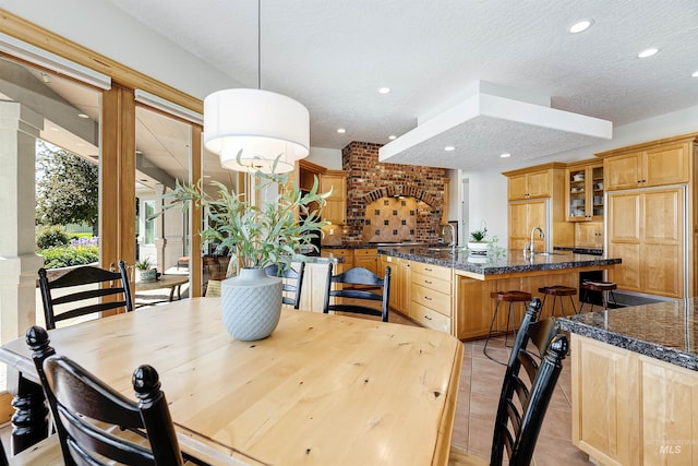 3586 N Croft Way, Eagle, ID 83616 - dining area with recessed lighting, light tile patterned floors, and a textured ceiling