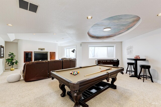 3586 N Croft Way, Eagle, ID 83616 - game room featuring carpet, pool table, baseboards, recessed lighting, and a tray ceiling
