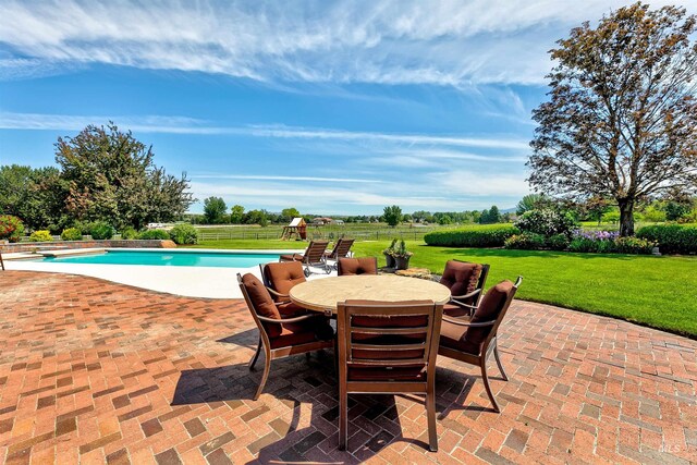 3586 N Croft Way, Eagle, ID 83616 - view of pool with a patio and outdoor dining space