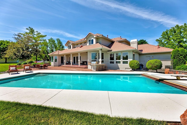 3586 N Croft Way, Eagle, ID 83616 - outdoor pool with a patio and a diving board