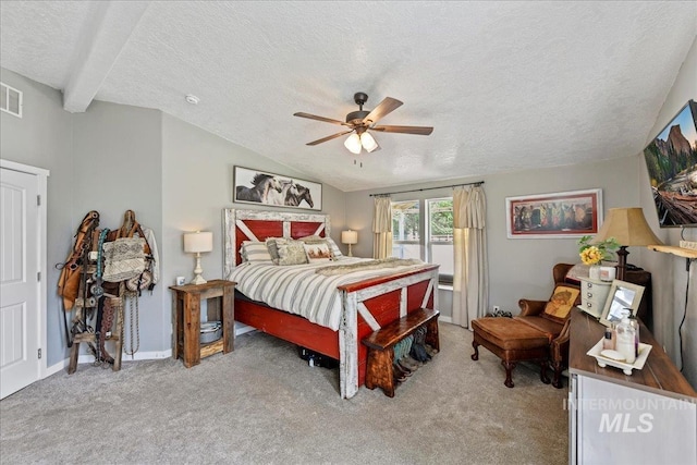 22969 Bumble Bee, Middleton, ID 83644 - bedroom featuring a textured ceiling, carpet floors, lofted ceiling, ceiling fan, and baseboards
