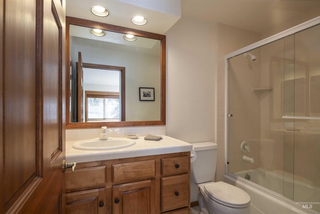 732 Morning Star Rd, Sun Valley, ID 83353 - bathroom featuring vanity, toilet, and enclosed tub / shower combo