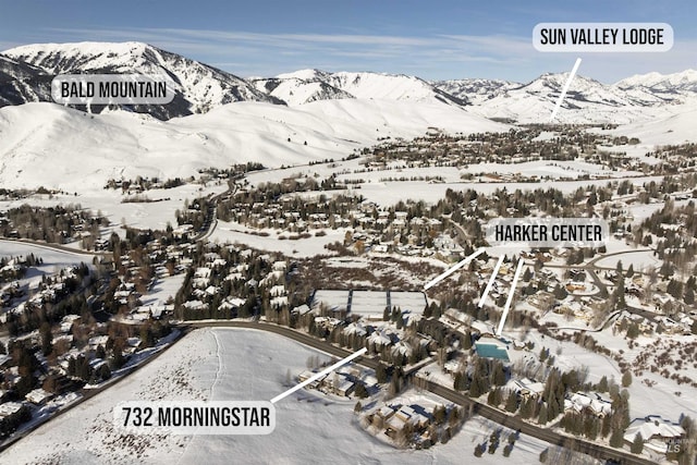 732 Morning Star Rd, Sun Valley, ID 83353 - snowy aerial view featuring a mountain view