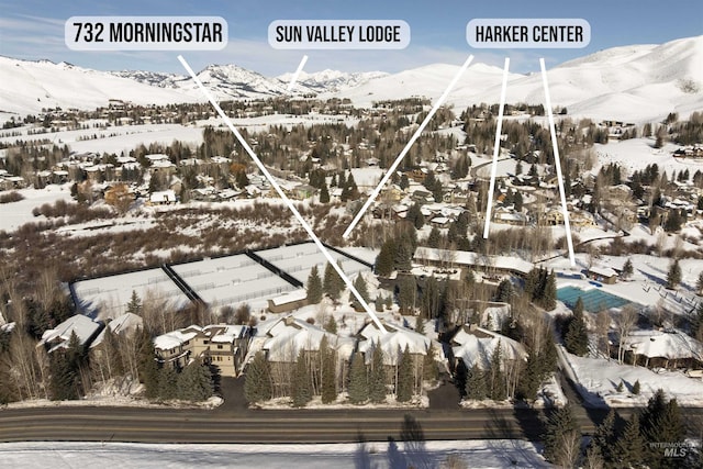 732 Morning Star Rd, Sun Valley, ID 83353 - snowy aerial view with a mountain view