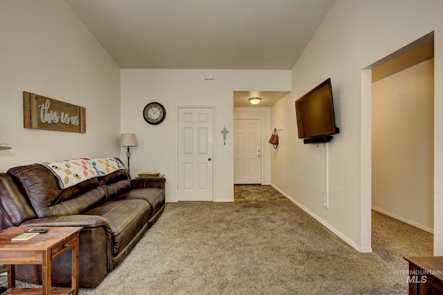 living room featuring carpet