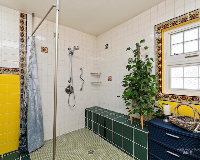 bathroom featuring a stall shower