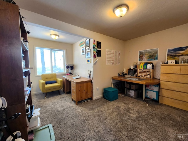 carpeted office with baseboards