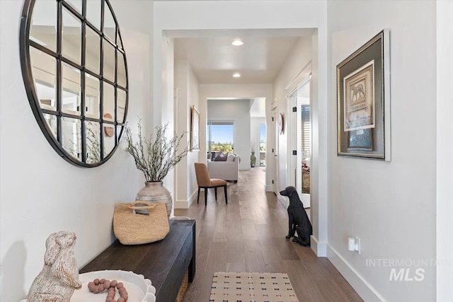 12013 W Zamalek Ct, Kuna, ID 83634 - hall with wood finished floors, baseboards, and recessed lighting