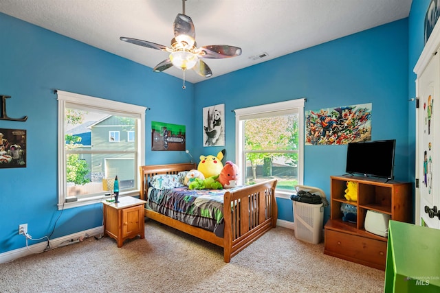 4965 S Nickel Creek Ave, Meridian, ID 83642 - bedroom with carpet, visible vents, baseboards, and ceiling fan