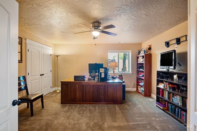 4965 S Nickel Creek Ave, Meridian, ID 83642 - carpeted office with a textured ceiling, baseboards, and ceiling fan